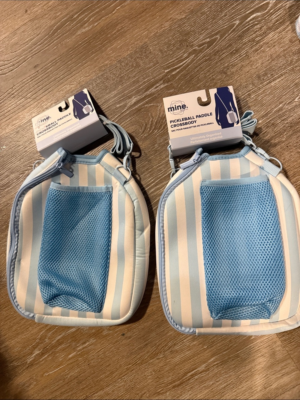 Set of mine Striped Paddle Crossbody Bag - Light Blue & White